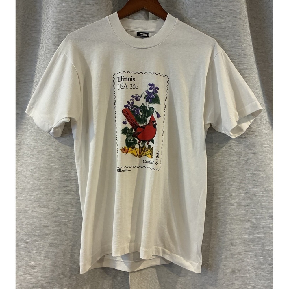 Screen Stars Best Vintage 1982 Illinois Cardinals Stamp T-Shirt Size Large USA - Picture 1 of 6